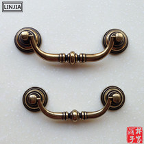 Green bronze European-style antique retro wardrobe door drawer handle handle Simple furniture pastoral handle 8830