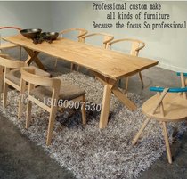 Nordic solid wood dining table computer table long square table fair table oak simple log European desk furniture