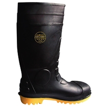 Lyle acid and alkali corrosion resistant black body yellow bottom double steel anti-smash puncture protective boots chemical boots labor protection safety boots 2-91