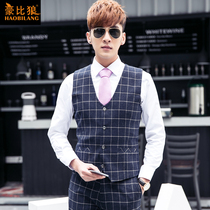 Suit vest men British Plaid spring Korean version of slim groom wedding dress male professional vest horse