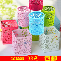 Color pattern iron mesh pen holder Metal anti-rust thickened pen holder Fashion creative office iron pen holder