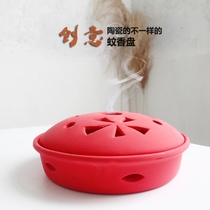 Creative ceramic incense burner tray mosquito stove with lid large plate incense insert household mosquito plate sandalwood incense holder