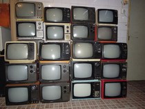 Antique old black and white TV nostalgic old objects collection decoration window display electric props