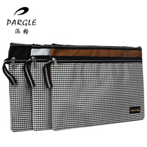 Paig A4 double zipper information bag storage bag canvas Black large conference office student paper bag