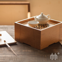 Xinhe) whole bamboo square tea set storage box storage box creative portable bamboo jute carrying bag