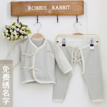 Rabbit Robbie baby butterfly suit Baby pure climbing suit Romper color cotton lace-up spring and summer long sleeve 0-12 months