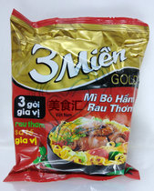 ()GOLD 3Mien soup beef instant noodles mi bo ham Vietnam instant noodles 75g