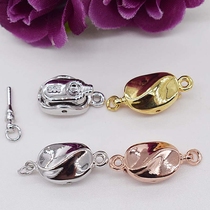 925-half silver peas button insert stick button pearl necklace joint buckle subhand chain buckle glossy surface horseback buckle