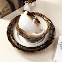 Special cutlery Creative color glaze four-piece set Ceramic plate dishes dishes cups Fruit snack cake Salad Western steak