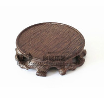 Round Solid Wood Root Carved Base Chicken Wings Wood Handicraft Swing Piece Jade Stone Teapot Tea Set Base Bay