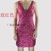 Dance dress stage costume dress dress nobody costume sexy sequined dress Bar nightclub dress size