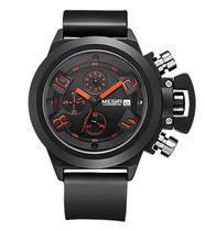 MEGIR MEGIR three-eyed calendar big black and white couple casual quartz Silicon Tape Watch 2002