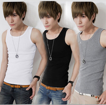 Mens vest mens cotton sweatshirt fitness vest summer bottoming Sports mens youth slim summer collar