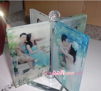 Large Crystal windmill ornaments 4-sided photo customized crystal image photo frame making rotating table