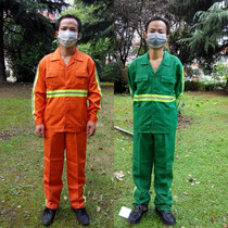 Sanitation work clothes set reflective cleaning workers greening construction line engineering clothes long sleeve sanitation clothing Green Blue