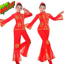 Yangko clothing 2017 new square dance clothing Red middle-aged and old age increase waist drum national dance performance clothing women