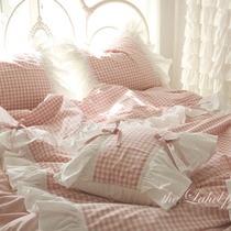 Aika loves Korean pink lace lace high soft cotton multi - piece sets