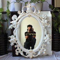 European retro carved bathroom mirror Bathroom mirror Table plate mirror Oval makeup mirror Wall-mounted dressing mirror Hair mirror
