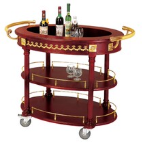 High-end solid wood trolley Oval three-layer wine truck snack car tea truck European mobile dining car service