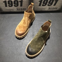 Fall new Martin Boot Mens High Gang Inn Frosted Leather Men Shoes Personality Tide Shoes Bull Gluten Bottom 100 Hitch Young Guy