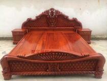 Mahogany bed rosewood bed Rosewood big bed myanhua big bed big fruit red sandalwood queen bed