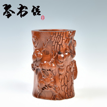 Qin Shu Pen Holder Crafts Orbit Wood Carved Solid Pen Holder African Sour Branches