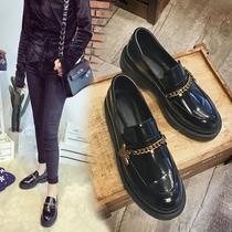 Ingléin Wind Women Shoes 2022 Spring paragraph Genuine Leather Pine Cake Thick Base Single Shoes Small Bee leather Leather Shoes with a Foot Pedal Sloth