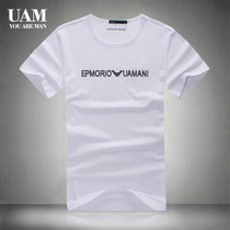UAM mens round neck short sleeve T-shirt youth small shirt letter printing large size Modal t-shirt mens short sleeve 027