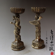 Chee de brass antique pure Copper Dragon Phoenix candle wax table wedding gift home decoration craft collection ornaments