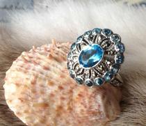 Thai import-inlay-TOPA Stone-S925 Thai silver-ring ring silver ornaments female Net gathering features