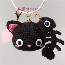 Crochet doll illustration cute little cat small fish bone head Chihiro hey Mi handmade wool diy tutorial