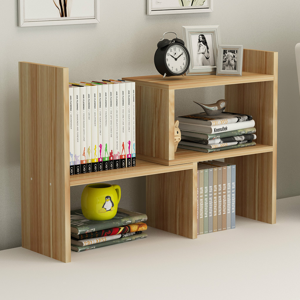 创意简易电脑桌上书架伸缩桌面书柜儿童置物架学生小型办公收纳架