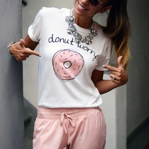 donut Worry T-Shirt Women Basic T-shirts Female Funny Tops