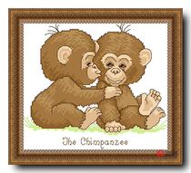 Precision printing French DMC cross stitch kit * two small orangutans (DW0121)