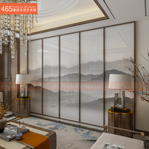 Art glass screen partition Ink landscape painting Abstract artistic conception Clip silk glass clip silk New Chinese style