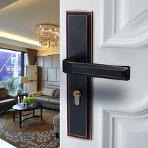 American door lock European double tongue bedroom wooden door lock silent room antique black red ancient door lock handle lock Black