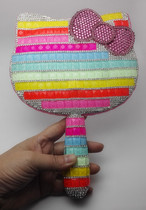 Bow handle mirror DIY handmade sticky diamond paste diamond set diamond handle mirror Makeup mirror