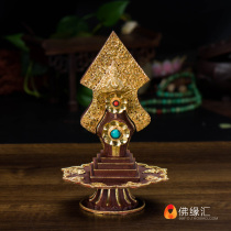 Buddha Yuanhui Buddhist supplies Nepal imported handmade copper gold-plated carvings high 21cm eight for decoration Doma