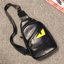 Mens chest bag Korean version of the trend 2018 new soft leather mens and womens oblique cross shoulder bag fashion personality casual small backpack