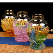 For Buddha oil lamp glazed lotus lamp for Buddha lamp long-term liquid butter lamp windproof lamp holder ornaments