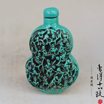 Ancient Play Miscellaneous Collection Resin Imitation Green Pine Stone Monkey Drama small snuff Smoke Pot Small Bottle Antique Handicraft Pendulum