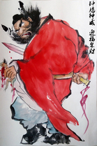 Zhong Kui portrait Rice paper cinnabar hand-painted Chinese painting characters town house evil spirits and ghostbusters