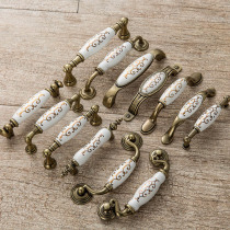 Eurostyle gold hook handle imitation antique bronze fine yellow single hole gold flower cupboard door hardware furniture wardrobe door minimalist handle