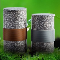 Authentic medical stone water glass cover cup mark cup alkalescent tea cup Sub-health original stone gift cup send heat insulation cover