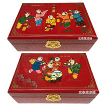 Pingyao Lacquer Jewelry Box Children Hundred Classical Wedding Gifts