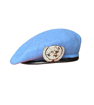 Original peacekeeping and beret blue beret pure wool fabric does not fade
