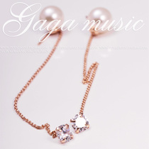 Korean fashion Joker Super Long 4 Claw 50 points Simulation Diamond Earrings Pearl Ear Female