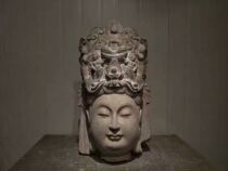 Stone sculpture Painted Guanyin Bodhisattva statue Antique stone sculpture Quyang stone sculpture