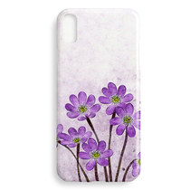 Retro art purple crushed flowers Apple XS Max iphone XR 6 7 8 plus phone shell