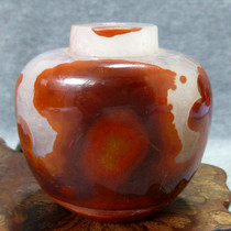 Natural Agate Warring States red oversized small ornaments red onyx yellow onyx snuff bottle beautiful pattern